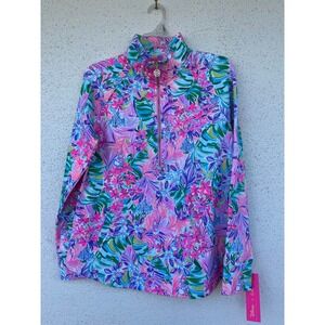 Lilly Pulitzer Disney Finn Half Zip Pullover Disney Dreamin Minnie Mouse Pink M